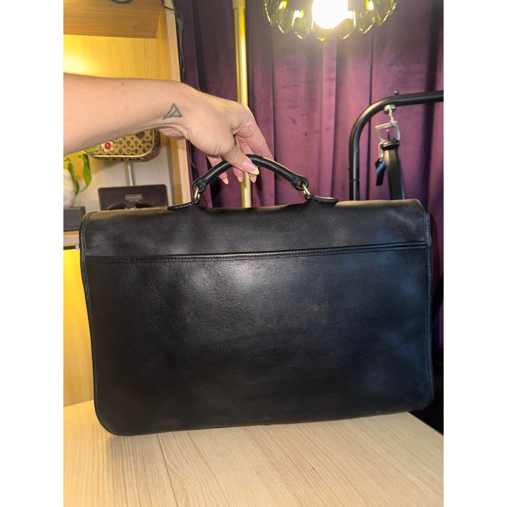 Vintage Coach Beekman Briefcase Black Leather Brass Buckle Messenger Bag 5266 - Picture 2 of 9